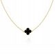  Goldhalskette, vergoldetes Kleeblatt-Halsband, schwarzer Onyx PR.925 40 cm