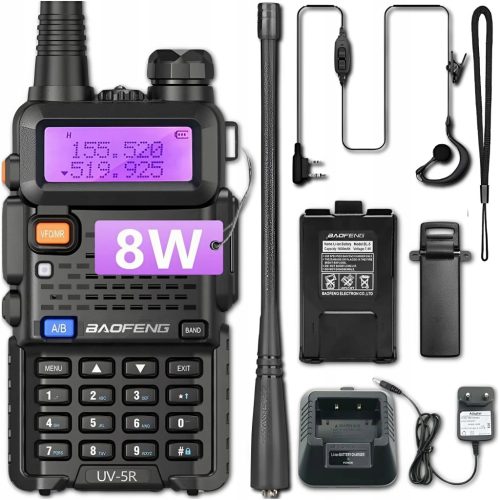  BAOFENG UV-5R 8W PMR FM WALKIE TALKIE RADIO TELEFON + HANDSET
