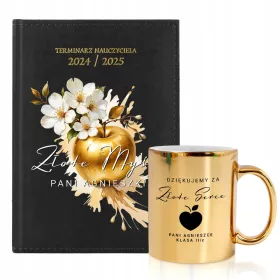  Lehrerkalender + goldene Tasse für Lehrer zum Lehrertag