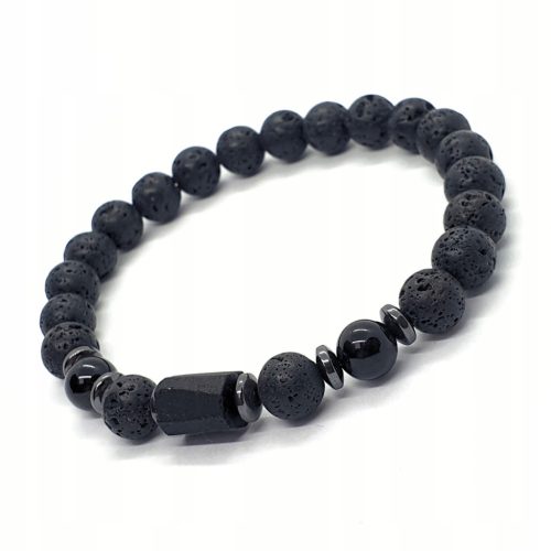  HERREN-ARMBAND Steine Turmalin Vulkanlava