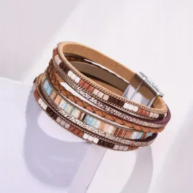    Lederarmband Ethno-Armband aus geflochtenem Leder im Boho-Stil
