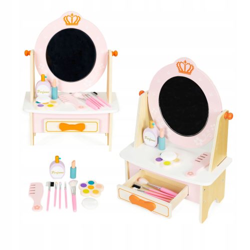  Schminktisch aus Holz mit Zubehör für Kinder, rosa ECOTOYS