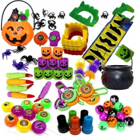    110X HALLOWEEN-SPIELZEUG FÜR KINDER, GESCHENK IM KORB, GESCHENKPARTY