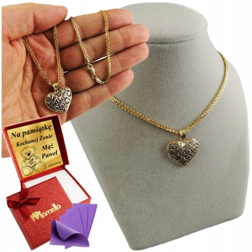  Wunderschöne Goldkette HERZ Halskette 585 Gold FUCHSSCHWANZ KOSTENLOSE GRAVUR