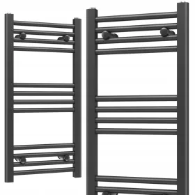    BADEZIMMERHEIZKÖRPERLEITER 400 x 800 273W 12-RIBS SCHWARZ SLIM 40x80cm