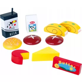  SNACK-SET AUS HOLZ, 10 ELEMENTE. KÄSEMILCH