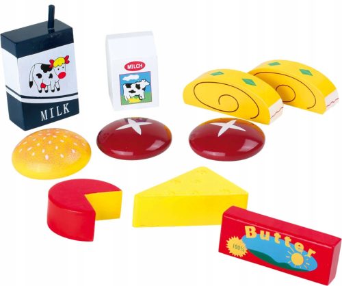  SNACK-SET AUS HOLZ, 10 ELEMENTE. KÄSEMILCH