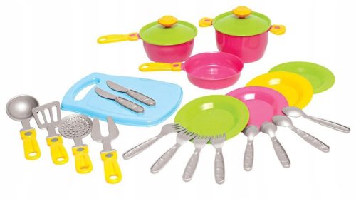  KÜCHENUTENSILIEN-Set bestehend aus Töpfen, Besteck und Tellern