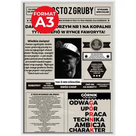    GESCHENK FÜR EINEN BERGBAUER BARBÓRZKA ZEITUNGSPOSTER VON SCHLESIEN RAHMEN A3