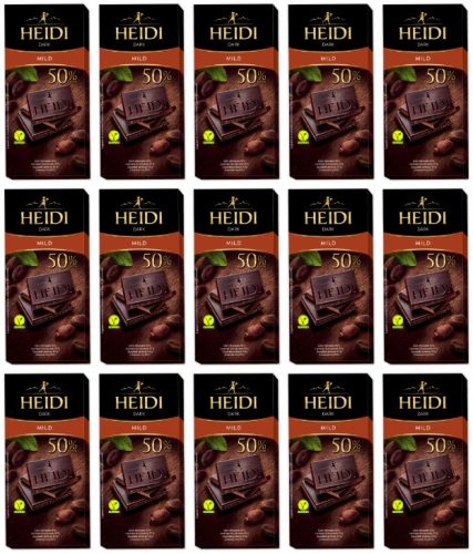 15 x HEIDI Dark Mild – Dunkle Schokolade, 50% Kakao, 80g