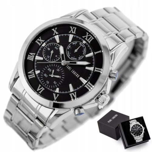  PAUL LORENS BRUTUS HERRENUHR, Chronograph, Datum, Silber + BOX