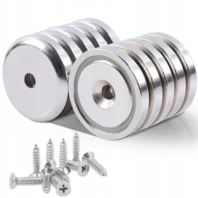  Sehr starke Neodym-Magnete 32 x 7 mm, 10 x Schrauben