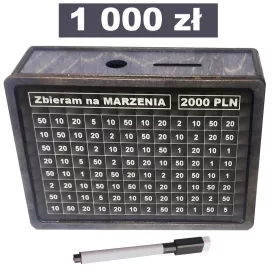    Holzsparschwein Vintage-Diagramm Personalisierung 1.000 PLN als GESCHENK