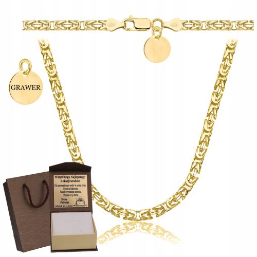 HERREN-KÖNIGLICHES GOLD-VOLLKETTE PR. 925 585 SOLID + KOSTENLOSE GRAVUR
