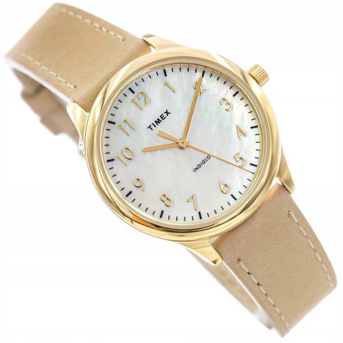  DAMENUHR TIMEX TW2W15800 EASY READER BEIGE MIT ELEGANTEM ARMBAND