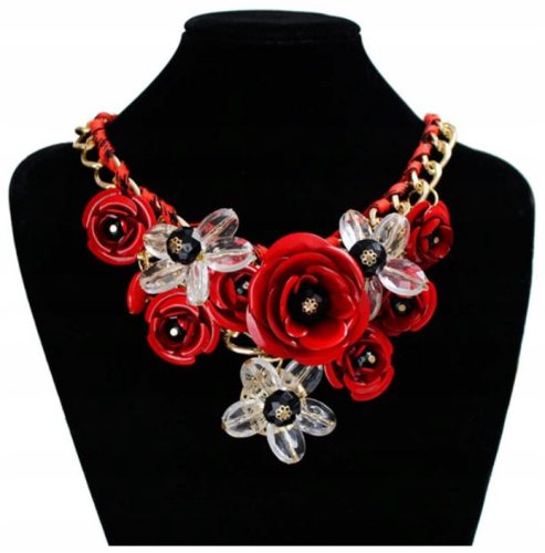  Halskette Halskette Blumen Rot