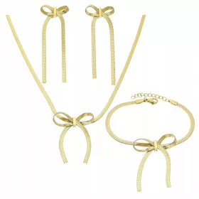    SET VERGOLDETER SCHMUCK 3-teilig SCHLEIFE, CHIRURGENSTAHL 316 L TTM