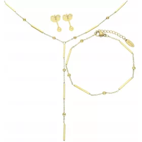    SET VERGOLDETER SCHMUCK, 3-teilig, KRAWATTENSTÄBCHEN, CHIRURGENSTAHL 316 L