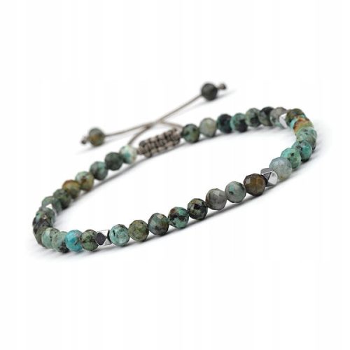  Damen-Armband aus Naturstein, afrikanischer Türkis, Hämatit, 4 mm