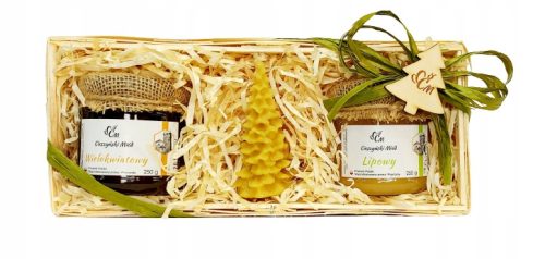  Geschenkkorb mit Honig und Kerze zu Weihnachten