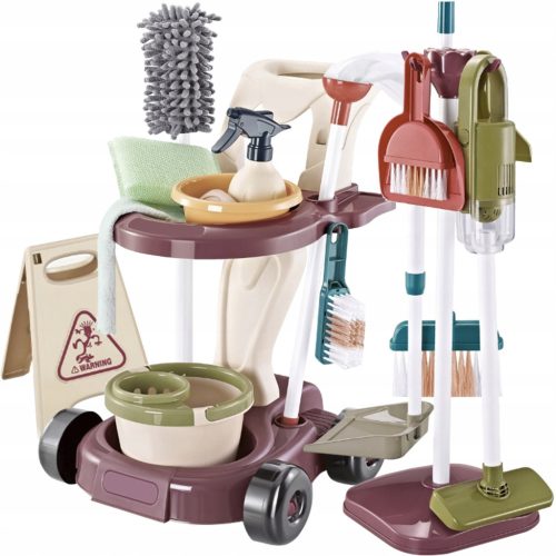  Reinigungsset für Kinder Staubsauger Trolley Mop Eimer Zubehör 18in1