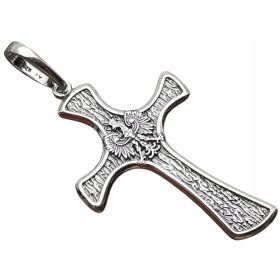    SILBERNES KREUZ MIT PATRIOTISCHEM ADLER, DOPPELSEITIG VERZIERT – 9-mm-Öse