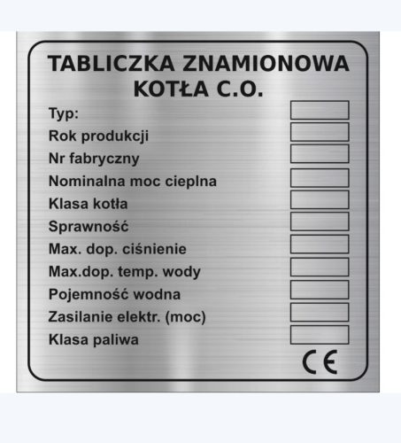  Typenschild des CO2-Kessels, Ofen
