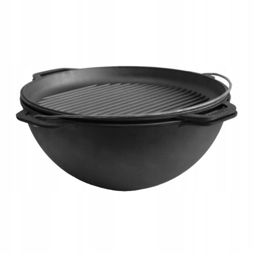  Gusseisentopf Jagdtopf 15L für Lagerfeuergrill + Grillpfanne