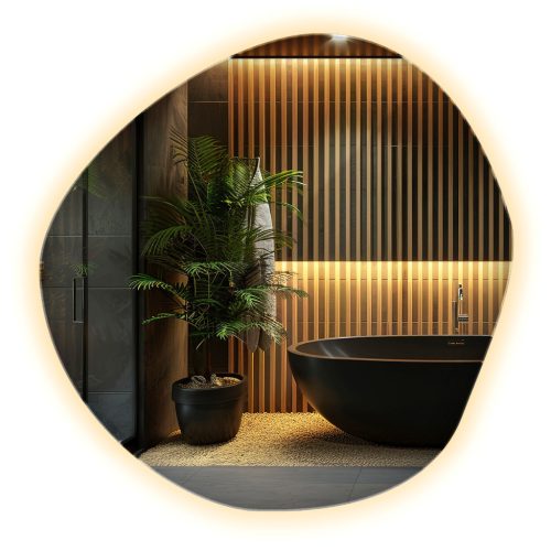  Badezimmer-Hängespiegel mit LED-Hintergrundbeleuchtung Asymmetrisch 70 Premium IP67