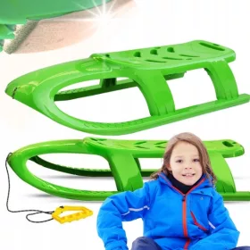   KUNSTSTOFFSCHLITTEN 102M FÜR KINDER, GLEITEN MIT SEIL, STAHLRUTSCHE, GRÜN