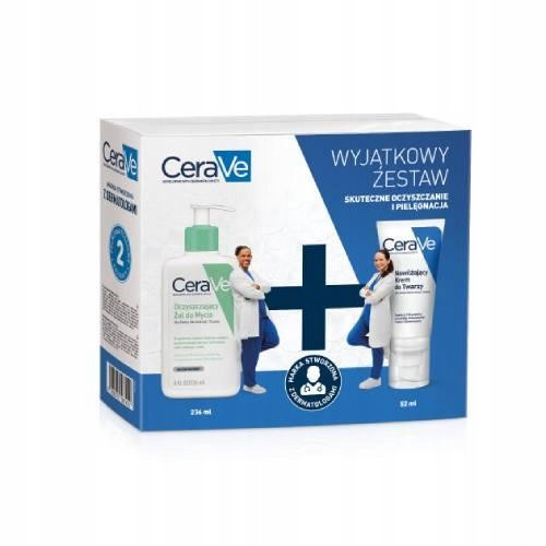  CeraVe Set reinigendes Waschgel 236 ml, feuchtigkeitsspendende Gesichtscreme