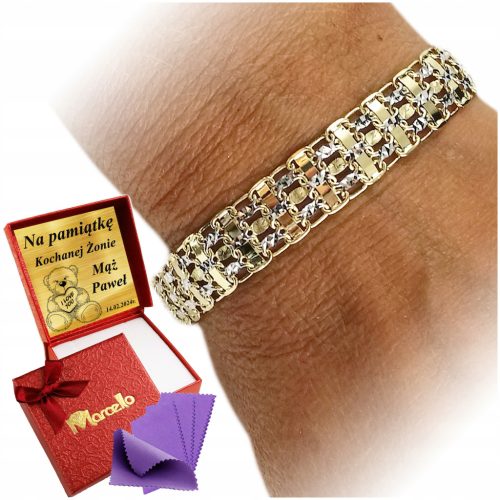  GOLD-DAMEN-ARMBAND, BREITER DIAMANT 585, SCHUBLADENGRAVUR
