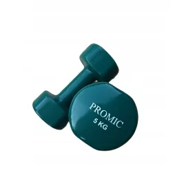    Hanteln-Set 10 kg, Gusseisen in Gummi, grün 2 x 5 kg PROMIC