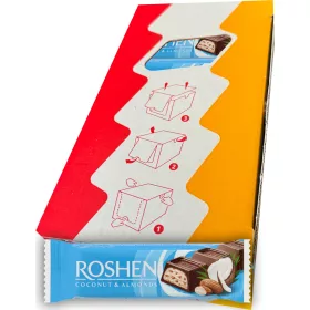 30x Roshen Schokoladenriegel Kokosnuss & Mandeln 29g