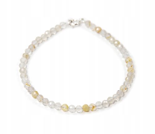  Naturquarz-Armband mit Rutil, Rutilkugeln, 3 mm, Venushaar-Facette