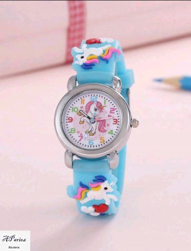  Ze0018 Kinderuhr hellblaues Einhorn