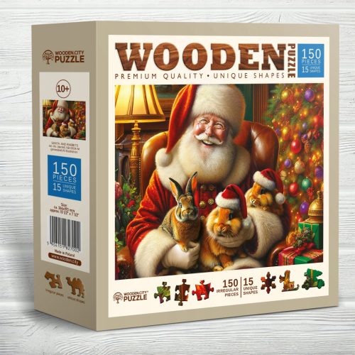  Weihnachts-Holzpuzzle 150 Teile Weihnachtsmann und Kaninchen