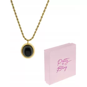  Damenhalskette, vergoldeter ONYX-Stein, verstellbar