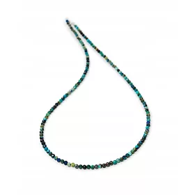    Natürliche CHRYZOCOLA-Halskette, facettierte Kugeln, 3 mm Silber