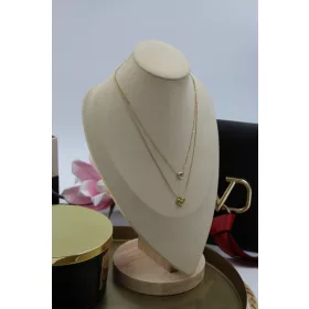    Blaubeer-Promi-Halskette, Doppelherzschlange, Herzen, Gold, 316L-Stahl
