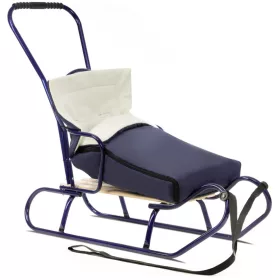    Polnischer Metallschlitten TEDDYBÄR + Schieber + Schlafsack + Rückenlehne + Gurt bis 130 kg