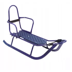  Adbor Piccolino Metallschlitten, Rückenlehne, BLAUE Riemen