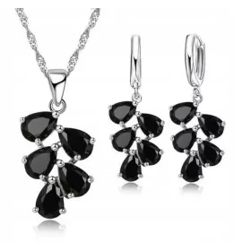  DAMEN-SET VERSILBERTE KRISTALLE SCHWARZ P 2186
