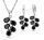  DAMEN-SET VERSILBERTE KRISTALLE SCHWARZ P 2186