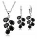  DAMEN-SET VERSILBERTE KRISTALLE SCHWARZ P 2186