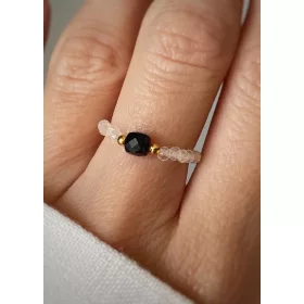  Elastischer Ring schwarzer Turmalin Bergkristall