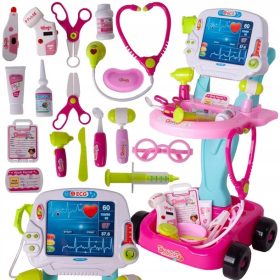    ARZT SETZT DEN KLEINEN ARZT AUF EIN WHEELRY-EKG-STETHOSKOP-GESCHENK FÜR KINDER