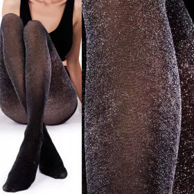    Fenome Lurex-gemusterte Strumpfhose, Silber, 40den, Schwarz, Nero, Größe 3/4
