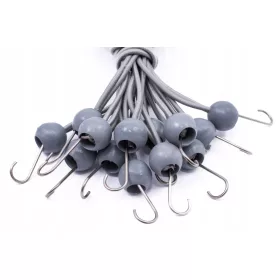   40X Expanderseil mit Kugel und Haken, 200 mm - Grau, Vielseitig Einsetzbar