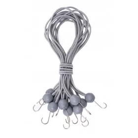   50X Elastische Spanngummis mit Kugel und Haken, 200 mm, Grau - Vielseitig Einsetzbar